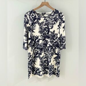 Harris Wharf London 3/4 Sleeve Black & White Floral Dress Size 44 (8)
